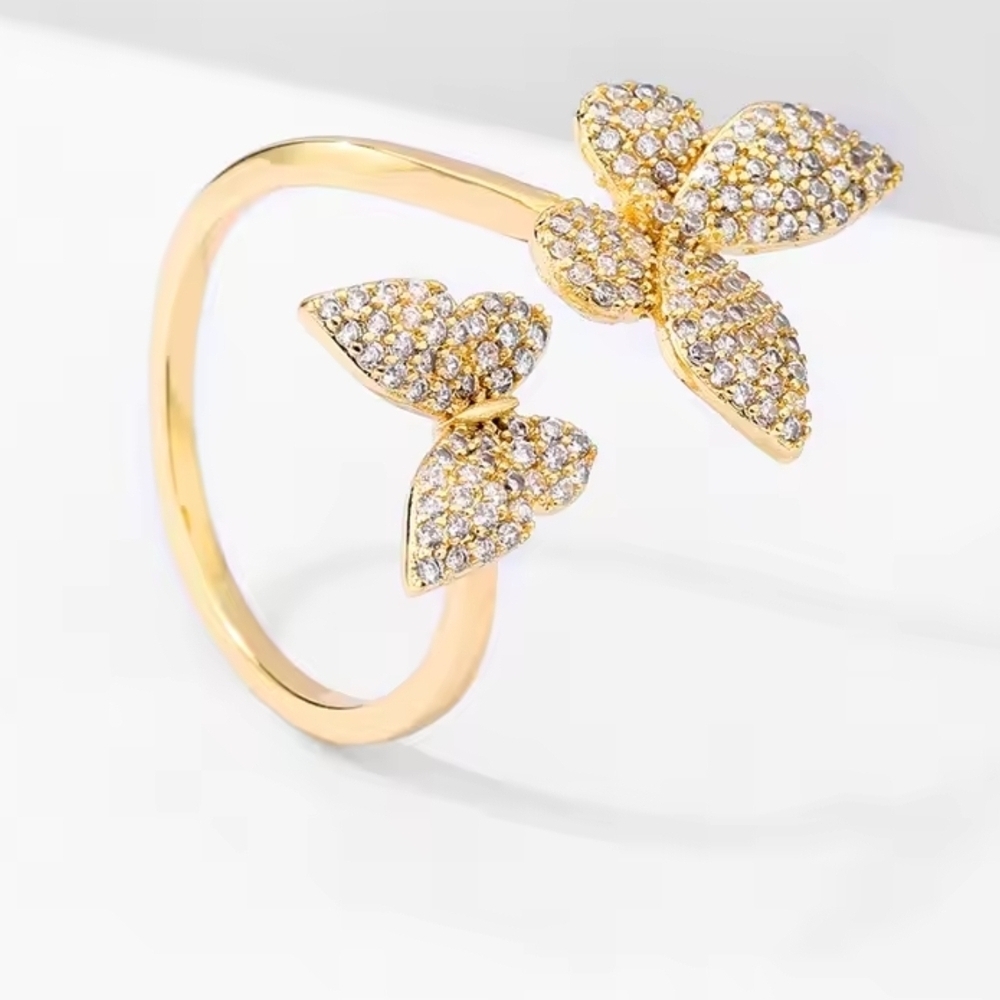 Gold Tone Butterfly Ring